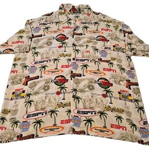 ESPN Zone Vintage 90s Men Hawaiian Button Up Short Sleeve Shirt Size XL